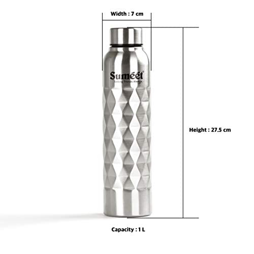 Sumeet Hexa Stainless Steel Leak-Proof Water Bottle / Fridge Bottle - 1000ML