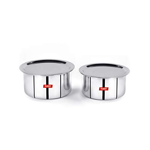 Sumeet 3mm Induction Bottom Aluminium Tope with Stainless Steel Lid - Set of 2 Pcs, (1.5Ltr, 2Ltr)