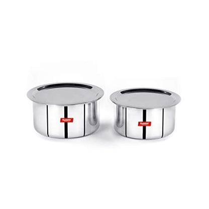 Sumeet 3mm Induction Bottom Aluminium Tope with Stainless Steel Lid - Set of 2 Pcs, (1.5Ltr, 2Ltr)