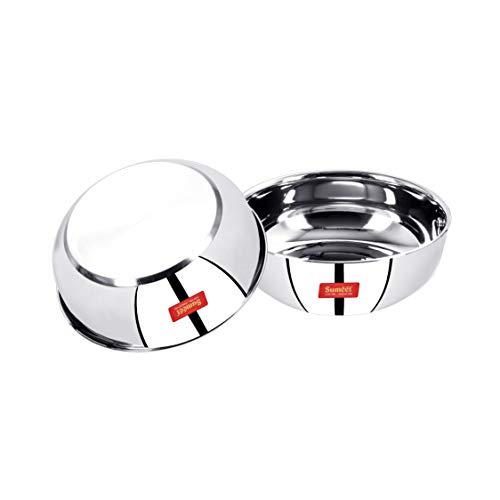 Sumeet Stainless Steel Induction Bottom (Encapsulated Bottom) Induction & Gas Stove Friendly Tasra Set of 2