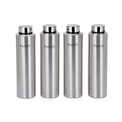 Sumeet Stainless Steel Leak-Proof Water Bottle / Fridge Bottle 1000ML - Pack of 4, Silver