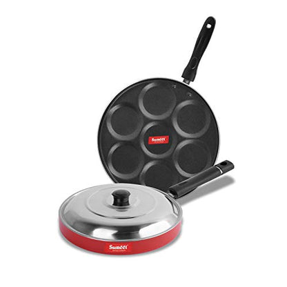 Sumeet 2.6mm Thick Non-Stick Carmine Cookware Set (Multi Snack Maker – 26.5cm Dia + Pizza Pan – 23cm Dia)