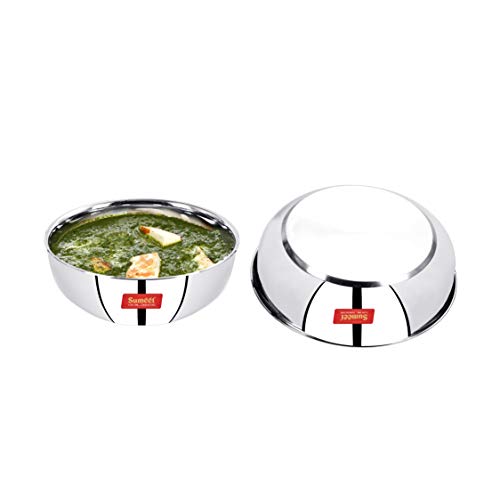 Sumeet Stainless Steel Induction Bottom (Encapsulated Bottom) Induction & Gas Stove Friendly Tasra Set of 2