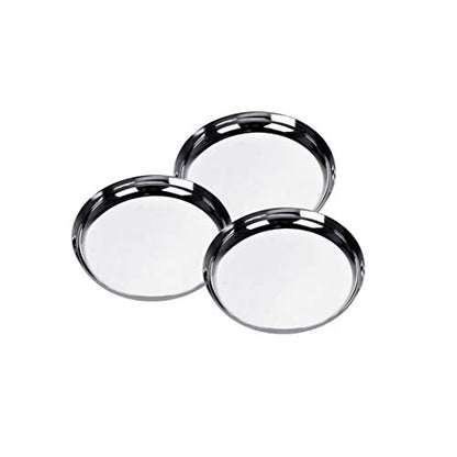 Sumeet Stainless Steel Apple Shape Heavy Gauge Dessert Plates with Mirror Finish -17.8Cm Dia Set of 3 Pcs