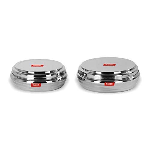 Sumeet Stainless Steel Ring Shape Flat Canisters Set of 2 Pc (Capacity - 2Ltr, 2.5Ltr)