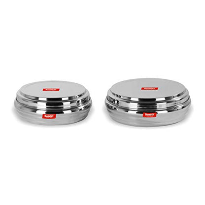 Sumeet Stainless Steel Ring Shape Flat Canisters Set of 2 Pc (Capacity - 1.5 LTR, 2 LTR)