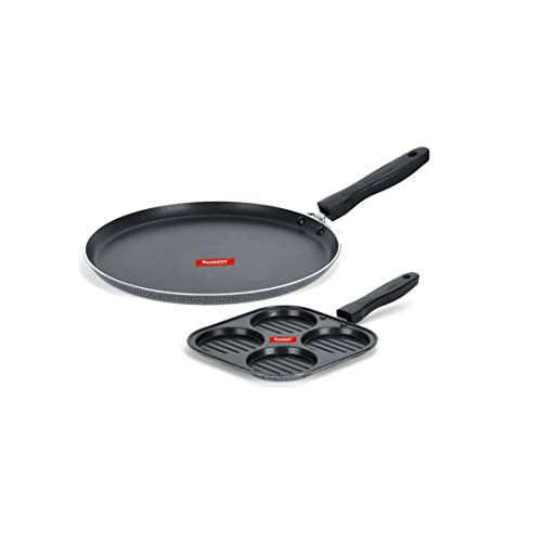 Sumeet NonStick Hopea Cookware Set (Dosa Tawa - 26.5Cm Dia + Mini Multi Snack Maker - 4 Cavity -19.5cm)