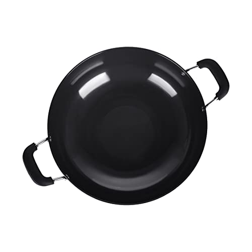 Sumeet 3mm Hard Anodized Aluminium Deep kadai, Large Size No.-16 (30.5cm Dia. 5.5 L Capacity, Black)