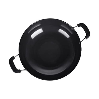 Sumeet 3mm Hard Anodized Aluminium Deep kadai, Large Size No.-16 (30.5cm Dia. 5.5 L Capacity, Black)