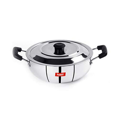 Sumeet 3mm Induction Bottom Aluminium Kadai with S.S. Lid (2.3Ltr, 22.2cm)