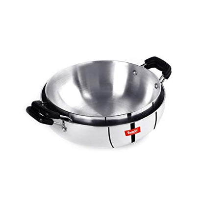 Sumeet 3mm Induction Bottom Aluminium Kadai Set of 2Pcs (2.8Ltr, 3.6Ltr)