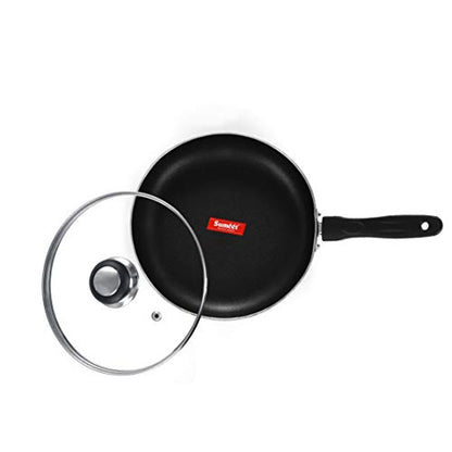 Summet 2.6mm Non Stick Glasso Fry Pan with Glass Lid - 1.5 LTR - 20cm Dia (Red)