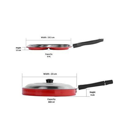 Sumeet 2.6mm Thick Non-Stick Merlot Cookware Set (Mini Multi Snack Maker – 19.5cm Dia + Pizza Pan – 23cm Dia)