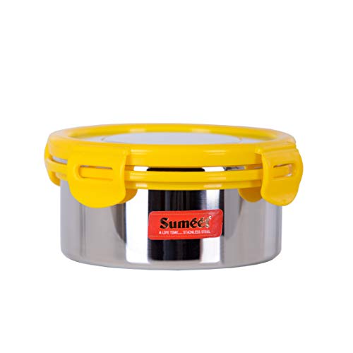 Sumeet Airtight & Leak Proof Steelexo S.S. Containers with Stainless Steel Lid - Size 300ML - 4 Pcs