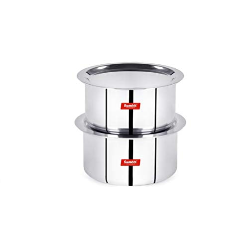 Sumeet 3mm Induction Bottom Aluminium Tope with Stainless Steel Lid - Set of 2 Pcs, (2Ltr, 2.5Ltr)