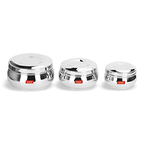 Sumeet Stainless Steel Canisters/storage Containers Set With Lid, 1.1, 1.8, 3 L, 3 Piece (Steel)