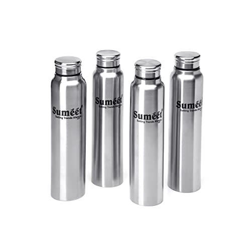 Sumeet Slim Stainless Steel Leak-Proof Water Bottle / Fridge Bottle - 550ml - Pack of 4