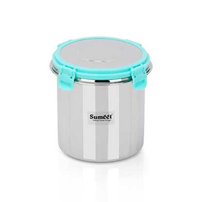 Sumeet Airtight & Leak Proof Steelexo Stainless Steel Storage Container with Lid Pack of 1Pc (1300ML) - Silver