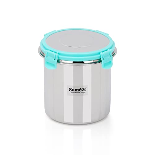 Sumeet Airtight & Leak Proof Steelexo Stainless Steel Storage Container with Lid Pack of 1Pc (1300ML) - Silver