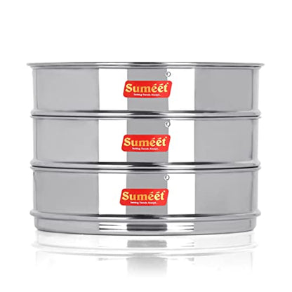 Sumeet Stainless Steel Flat Stackable Container/Separator with Lid Suitable for 5 LTR & 5.5 LTR Inner & Outer Lid Cooker