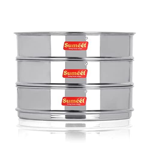 Sumeet Stainless Steel Flat Stackable Container/Separator with Lid Suitable for 5 LTR & 5.5 LTR Inner & Outer Lid Cooker