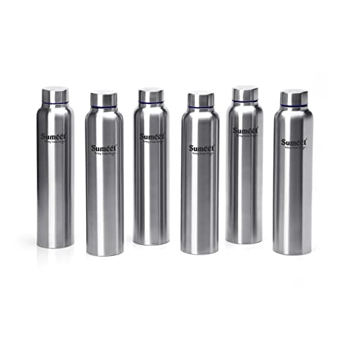 Sumeet Stainless Steel Leak-Proof Water Bottle / Fridge Bottle - 1000ml - Pack of 6