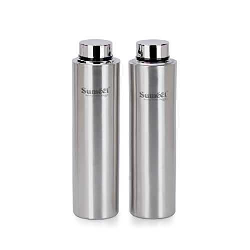 Sumeet Stainless Steel Leak-Proof Water Bottle / Fridge Bottle 1000ML - Pack of 2, Silver