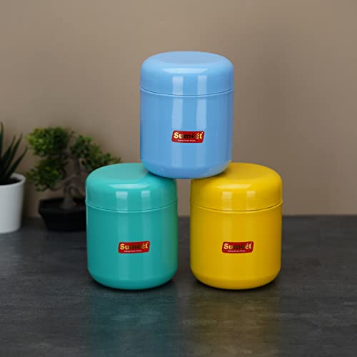 Sumeet Stainless Steel Multi Color Small Canisters/Jars/Storage Containers Set