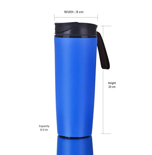 Sumeet ABS + Stainless Steel Spill Free Magical Water Bottle with Vcaccume Grip Mechanism - 500 Ml (Blue Colour)