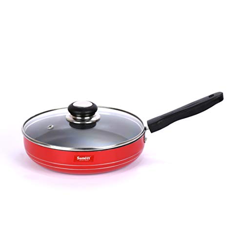 Summet 2.6mm Non Stick Glasso Fry Pan with Glass Lid - 1.5 LTR - 20cm Dia (Red)