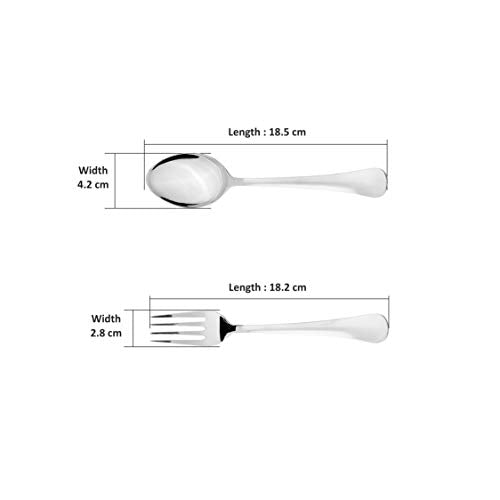 Sumeet Stainless Steel Premium Quality Spoon and Fork Set of 12 Pc (Dessert/Table Spoon 6 Pc (18.5cm L), Dessert/Table Fork 6 Pc (18.2cm L))– (1.6mm Thick)