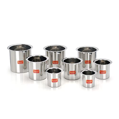 Sumeet Stainless Steel Ganj / Milk Boiler / Milk Pot /Long Tapeli Set of 8 Pieces (400ml, 550ml, 750ml, 1150ml, 1450ml,1800ml, 2250ml, 2700ml), Silver