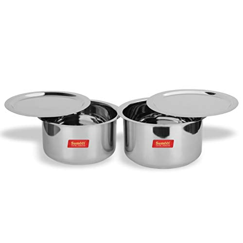 Stainless Steel Cookware/Tope Set: 2 Large-Sized Containers with Lids