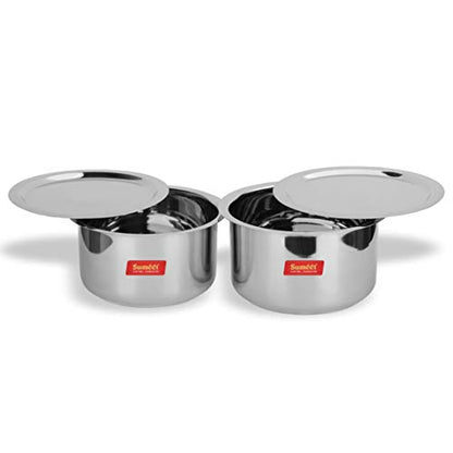 Sumeet Stainless Steel Cookware Set With Lid, 5.2 LTR to 6.4 L, 2 Piece (Steel)