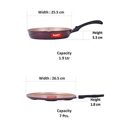 Sumeet Nonstick Granite Finish Pacer Cookware Set (Multi Snack Maker - 7 Cavity - 26.5cm Dia + Round Grill Pan 25.5cm Dia)