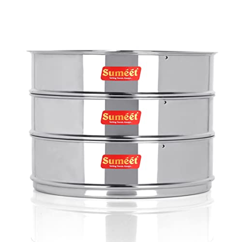 Sumeet Stainless Steel Flat Stackable Container/Separator with Lid Suitable for 7.5 LTR Outer Lid Cooker