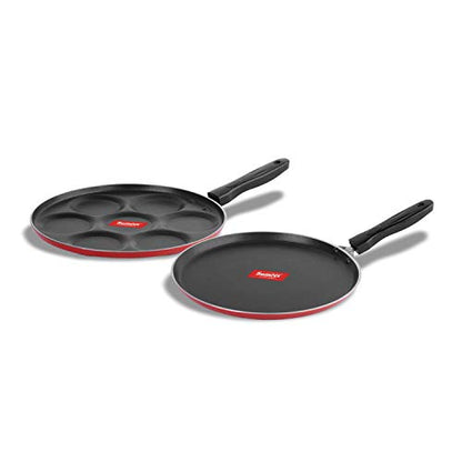 Sumeet 2.6mm Thick Non-Stick Red Set Go Cookware Set (Dosa Tawa – 26.5cm Dia + Multi Snack Maker – 26.5cm Dia)