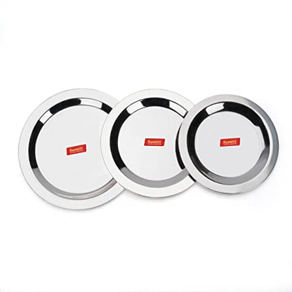 Sumeet Stainless Steel Heavy Gauge Ciba/Lids/Tope/Cheeba Cover Set of 3 Pcs (Small Size 12.3cm, 13.8cm, 15.5cm)