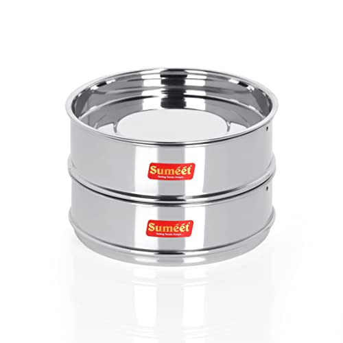 Sumeet Stainless Steel Flat Stackable Container/Separator with Lid Suitable for 2 LTR Inner & Outer Lid Cooker