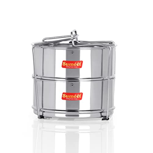 Sumeet Stainless Steel Deep Stakable Container/Separator with Lid and Lifter Suitable for 3 LTR Outer Lid Cooker