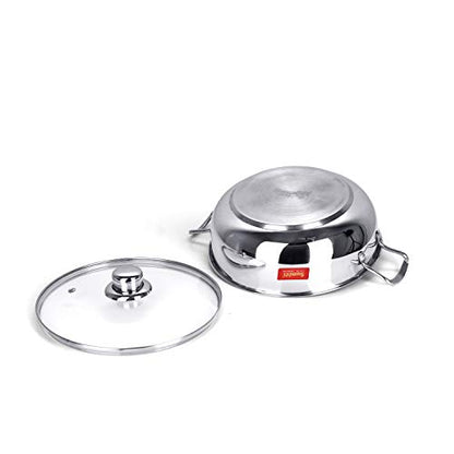 Sumeet Stainless Steel Kadhai With Glass Lid