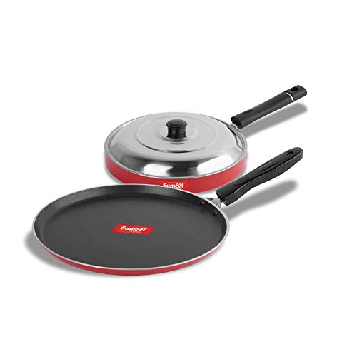 Sumeet 2.6mm Thick Non-Stick Redwood Cookware Set (Dosa Tawa – 26.5cm Dia + Pizza Pan – 23cm Dia)