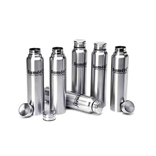 Sumeet Slim Stainless Steel Leak-Proof Water Bottle / Fridge Bottle - 550ml - Pack of 6