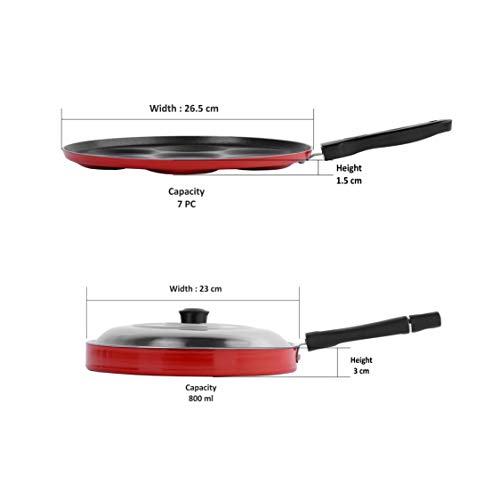 Sumeet 2.6mm Thick Non-Stick Carmine Cookware Set (Multi Snack Maker – 26.5cm Dia + Pizza Pan – 23cm Dia)