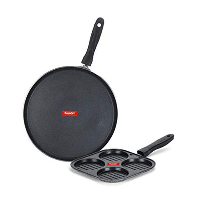 Sumeet NonStick Hopea Cookware Set (Dosa Tawa - 26.5Cm Dia + Mini Multi Snack Maker - 4 Cavity -19.5cm)