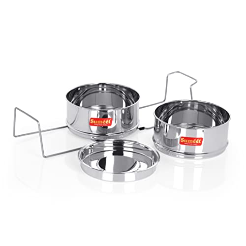 Sumeet Stainless Steel Deep Stakable Container/Separator with Lid and Lifter Suitable for 3 LTR Outer Lid Cooker