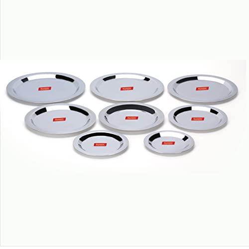 Sumeet Stainless Steel Heavy Gauge Ciba/Lids/Tope/Cheeba Cover Set of 8 Pcs (12.3cm, 13.8cm, 15.5cm, 16.7cm, 18.5cm, 20cm, 21cm, 22.5cm)