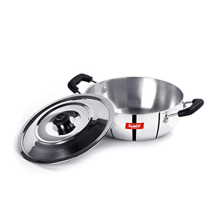 Sumeet 3mm Induction Bottom Aluminium Kadai with S.S. Lid (2.3Ltr, 22.2cm)