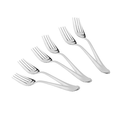 Sumeet Stainless Steel Baby/Medium Forks Set of 6 Pc – (15.5cm L) (1.6mm Thick)