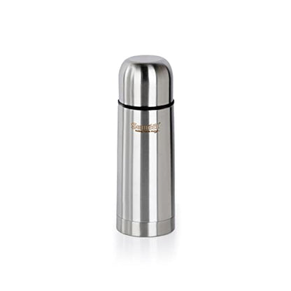 Sumeet Stainless Steel Double Walled Flask / Water Bottle, with Flip Lid, 24 Hours Hot and Cold, 400 ml, Silver